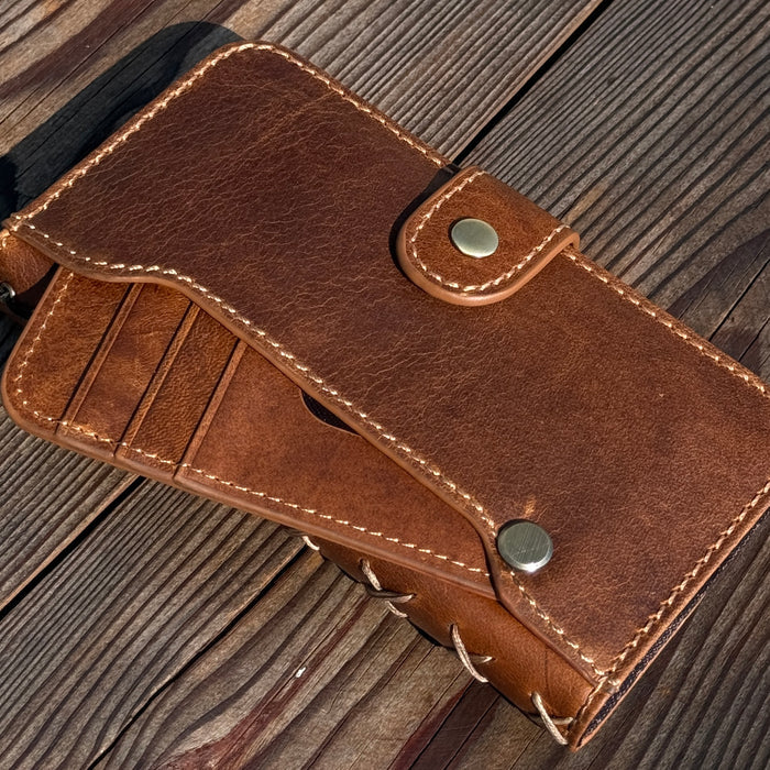 Luxury Handmade Leather Wallet Case for iPhone
