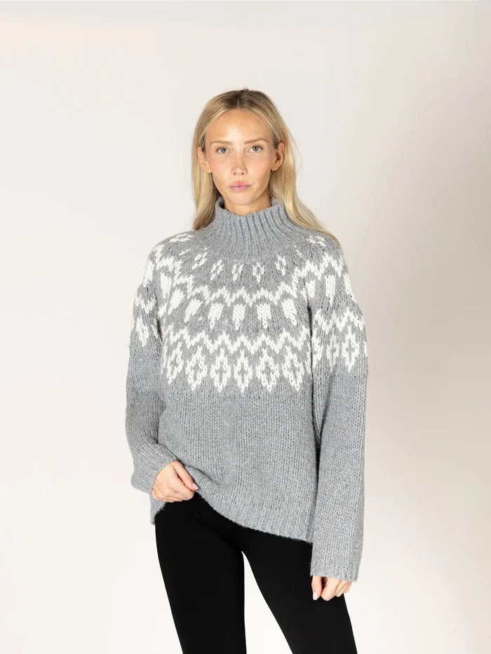 Lyla & Lux Aggie Fair Isle Grey