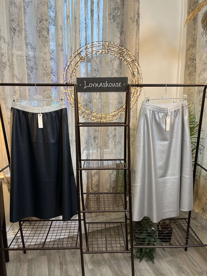 MalissaJ Faux Leather A-Line Skirt