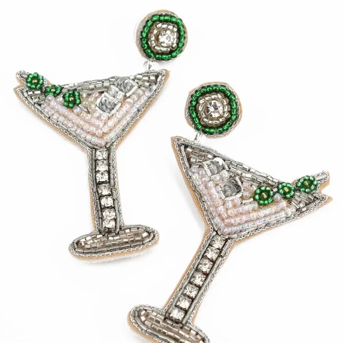 Martini Cocktail Beaded Earrings