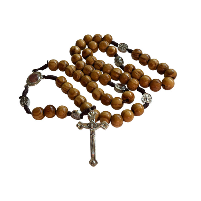 Mary Wooden Rosary in Tin
