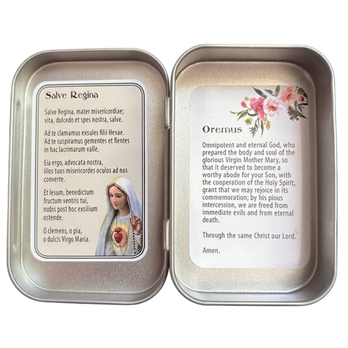 Mary Wooden Rosary in Tin
