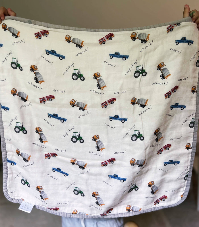 Mini* Trucks/Wherever You Go 8-Layer Bamboo Cotton Muslin