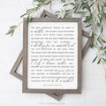 Framed print with a quote about mothers on a white background with greenery