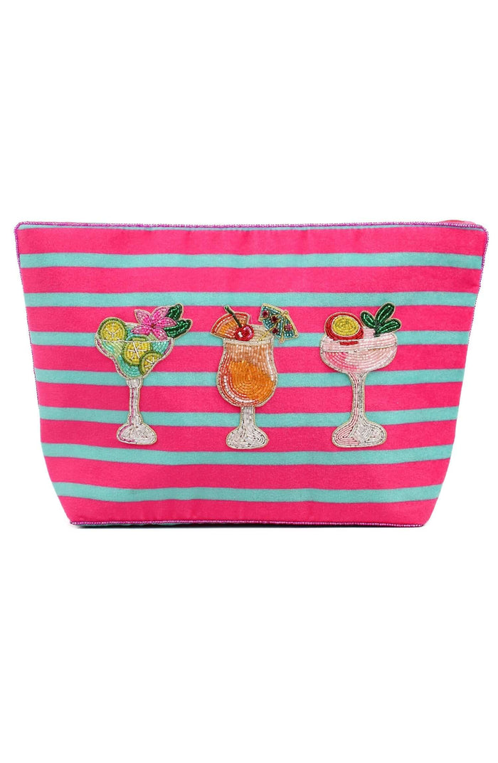 Multi Cocktail Large Stripe Pouch Bag