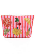 Multi Fruit Large Stripe Pouch Bag