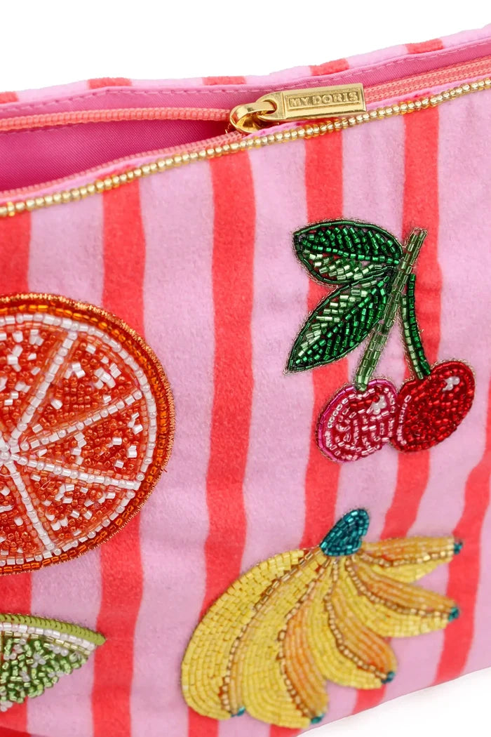 Multi Fruit Large Stripe Pouch Bag