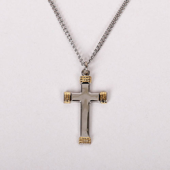 Necklace Cross Gold Tips Sterling 18"