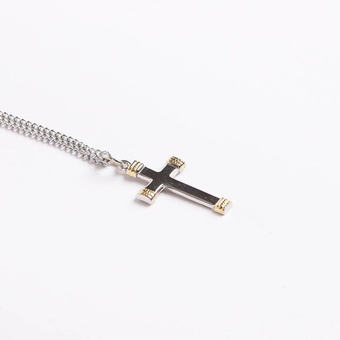 Necklace Cross Gold Tips Sterling 18"