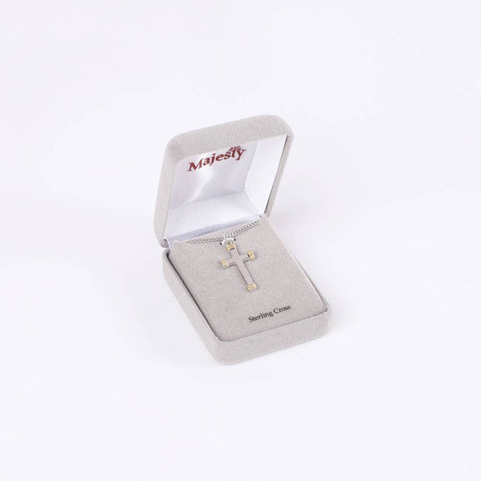Necklace Cross Gold Tips Sterling 18"