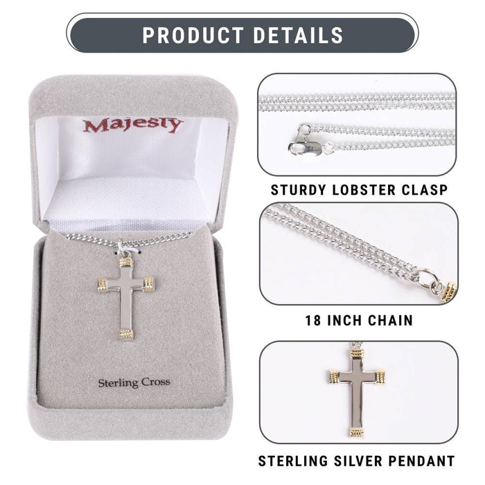 Necklace Cross Gold Tips Sterling 18"
