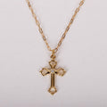 Necklace Cross w/ Cubic Zirconia Gold Over SS 18"