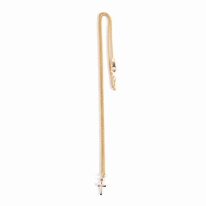 Necklace Cross w/Cz Gold Over SS 18"