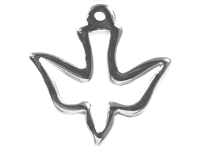 Metallic dove pendant on a white background
