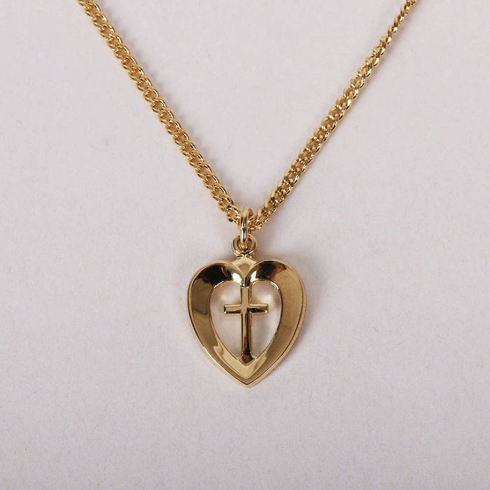 Necklace Heart/Cross Gold Over Sterling 18"
