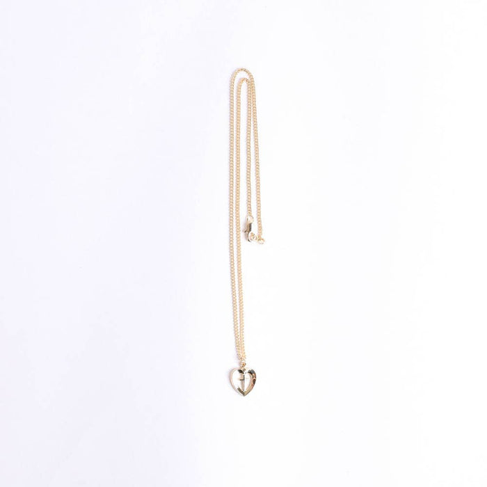 Necklace Heart/Cross Gold Over Sterling 18"