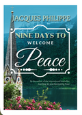Book cover of 'Nine Days to Welcome Peace' by Jacques Philippe with a scenic background.