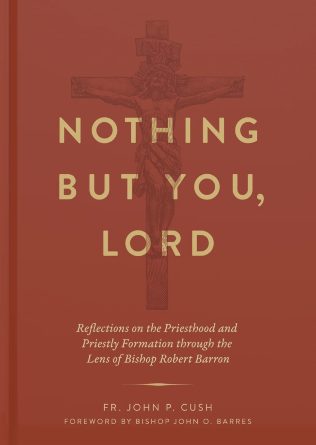 Book cover of 'Nothing But You, Lord' with crucifix in red background