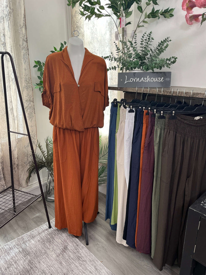 Olive Elasticated Waist Wide Leg Palazzo Trouser