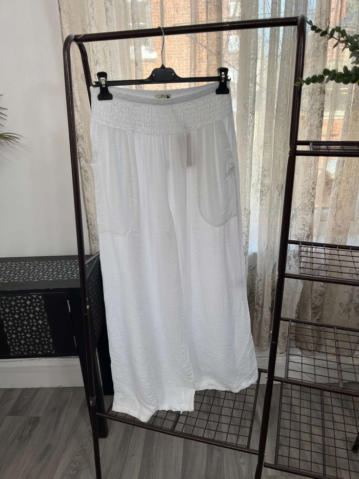 Olive Elasticated Waist Wide Leg Palazzo Trouser