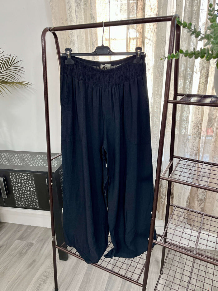 Olive Elasticated Waist Wide Leg Palazzo Trouser