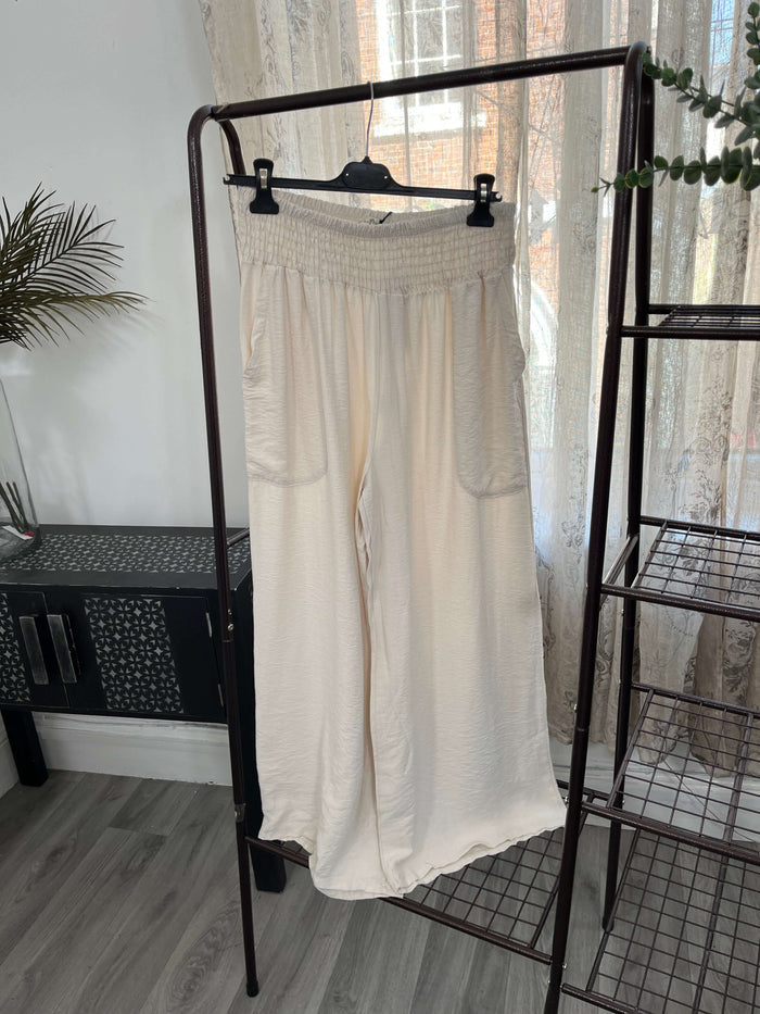 Olive Elasticated Waist Wide Leg Palazzo Trouser