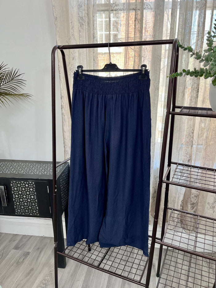 Olive Elasticated Waist Wide Leg Palazzo Trouser