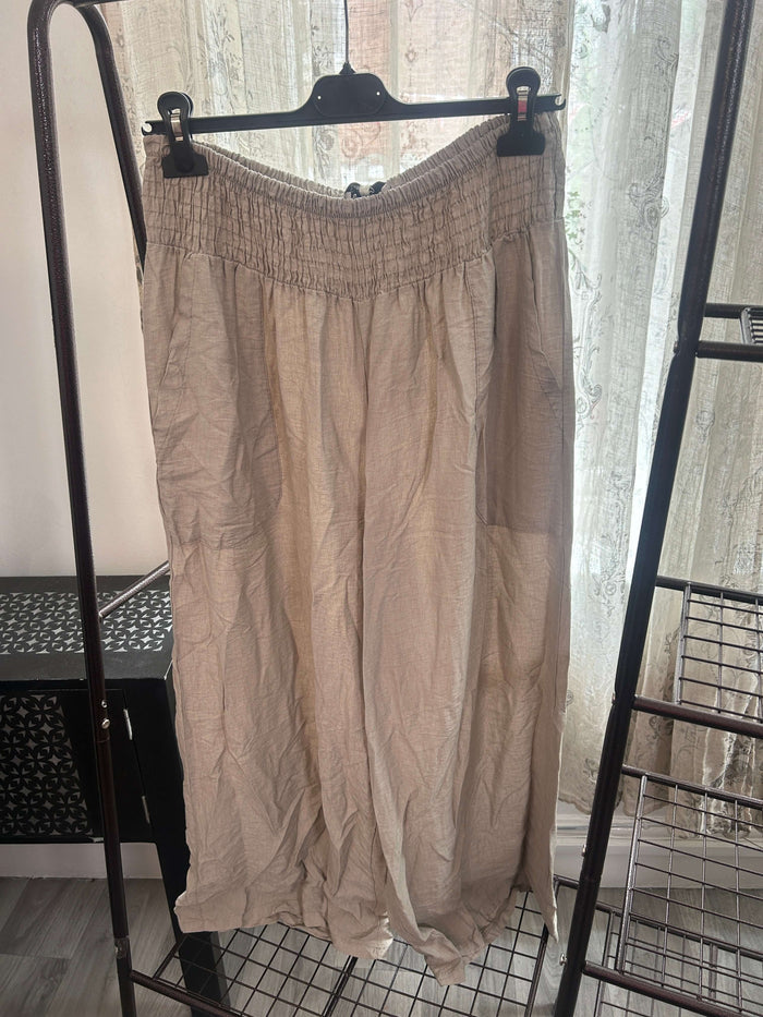 Olive Elasticated Waist Wide Leg Palazzo Trouser