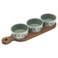 Olive Grove Snack Dishes on Tray - Set of 3