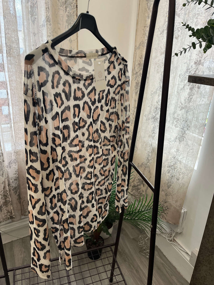 Orla Mesh Layering Top in Leopard