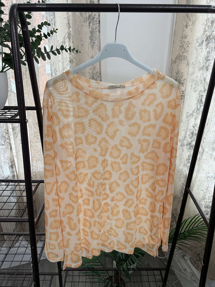 Orla Mesh Layering Top in Leopard