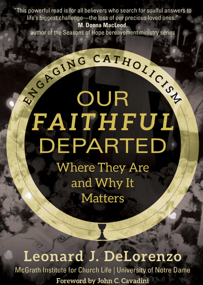 Book cover of 'Our Faithful Departed' with gold text on a black background