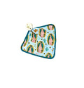 Baby blanket with a pattern of a religious figure on a white background