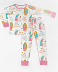 Children's pajama set with Guadalupe design on a white background