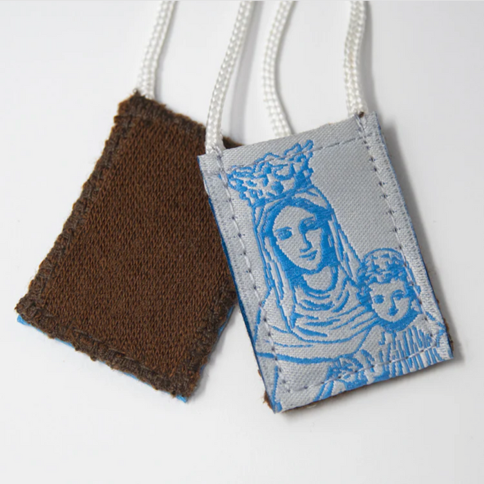 Printed blue our lady design scapular