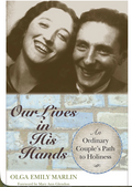 Book cover of 'Our Lives in His Hands' with a couple smiling and a brick background.