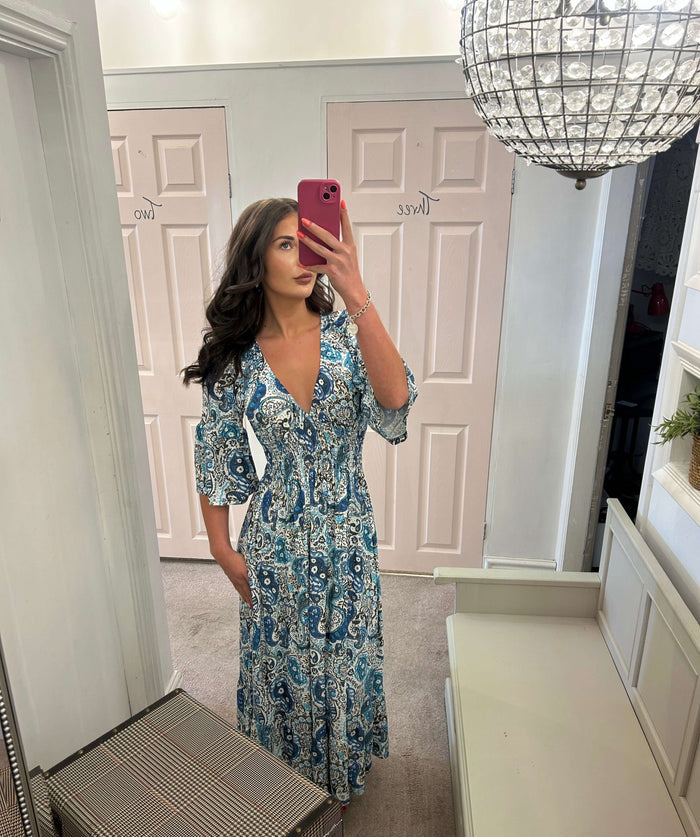 Paisley Stretch Empire Bust Maxi Dress
