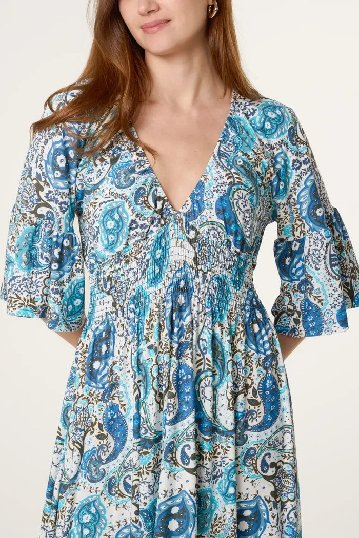 Paisley Stretch Empire Bust Maxi Dress