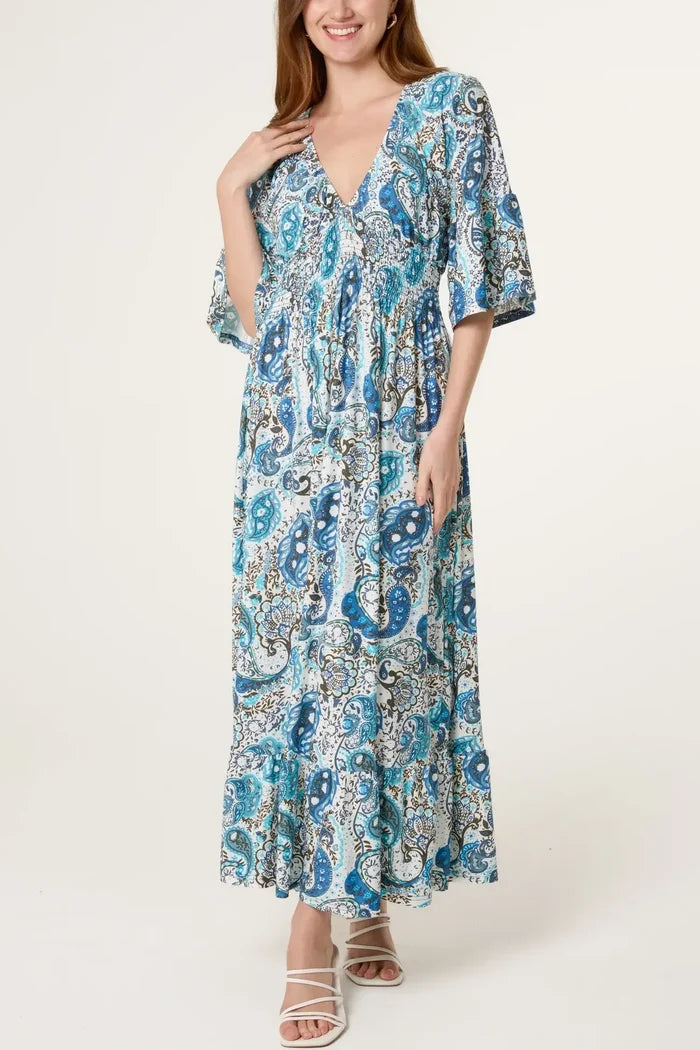 Paisley Stretch Empire Bust Maxi Dress