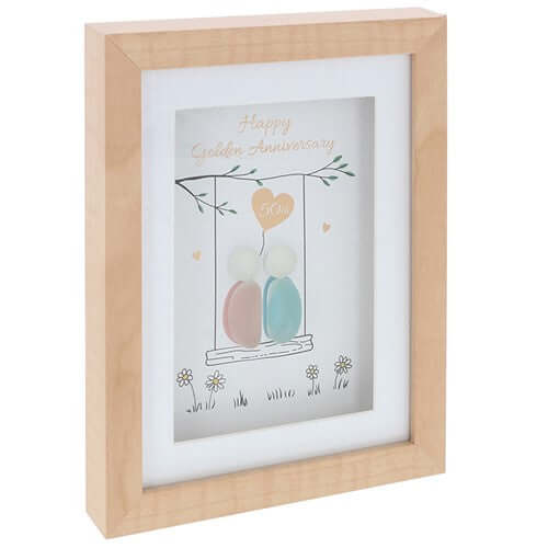 Pebble Glass Plaque - Golden Anniversary