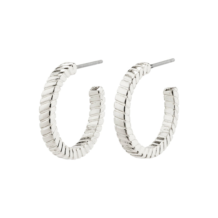 Pilgrim ECSTATIC Silver Plated Square Snake Chain Hoops