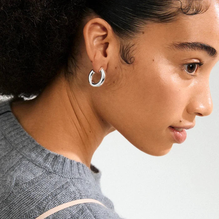 Pilgrim Phase Large Gold or Silver Plated Hoops
