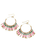 Pink & Green Tassel Earrings