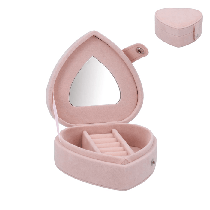 Pink Heart Velvet Jewellery Box 11cm