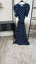 Polka Dot Frill Sleeve Maxi Dress