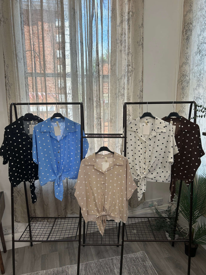 Polka Dot Tie Front Shirt