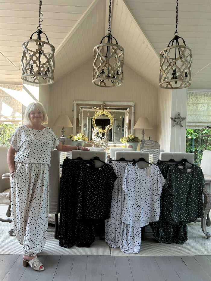 Polka Dot Top and Trouser Set (items sold separately)