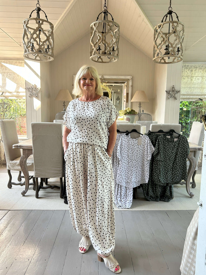 Polka Dot Top and Trouser Set (items sold separately)