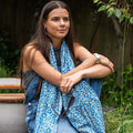 POM925 - Cobalt ditsy floral print modal scarf