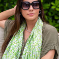 POM925 - Lime ditsy floral print modal scarf